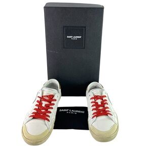 SAINT LAURENT Court Diamond Off White Leather Women Sneakers Marked as 40 - 10US